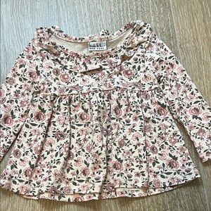 Nicole Miller Pink and Cream Floral Kids Blouse
